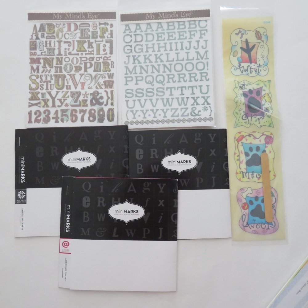 My Minds Eye & Mini Marks Rub On Transfer Lot Letters Shapes Designs